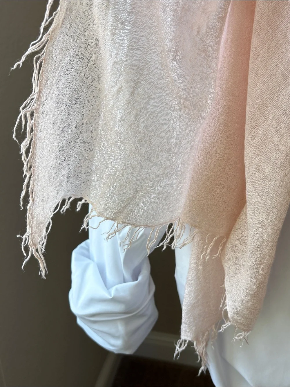 Lightweight Blush Pink Fringe Scarf EUC